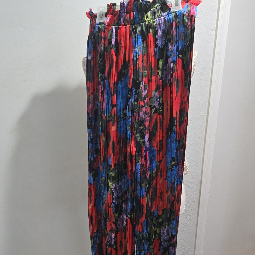 Nancy Yang Vibrant Multicolor Crinkled Pants